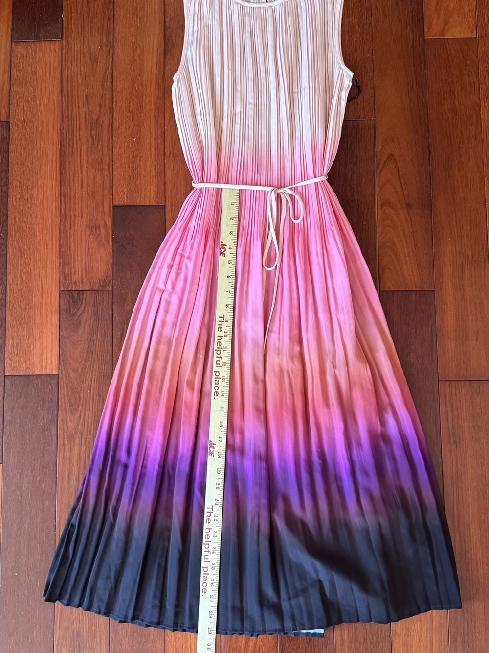 Simply Vera Vera Wang Pink to Purple Ombre Waterfall Pleated Women’s Dress - Picture 5 of 5